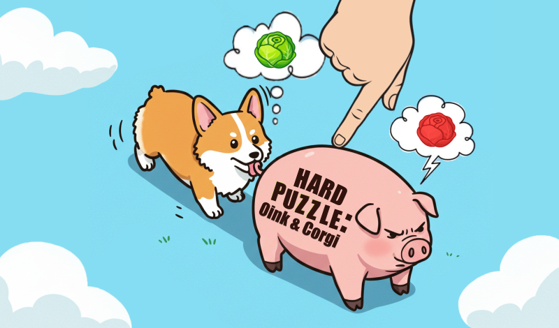 Schweres Rätsel: Schweinchen & Corgi